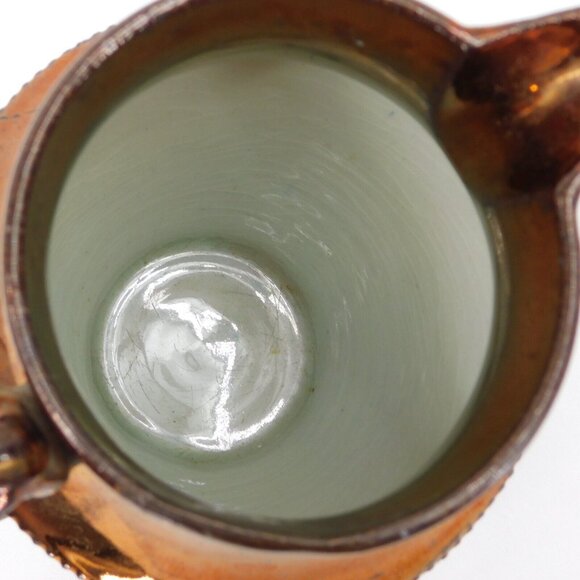 Antique Victorian Staffordshire Pottery Copper Lusterware Jug Embossed Rose FLAW - Picture 9 of 13